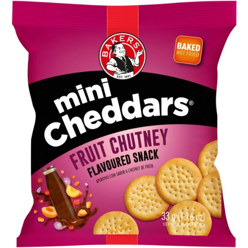 BAKERS BISCUITS MINI CHEDDAR FRUIT CHUTNEY 33G