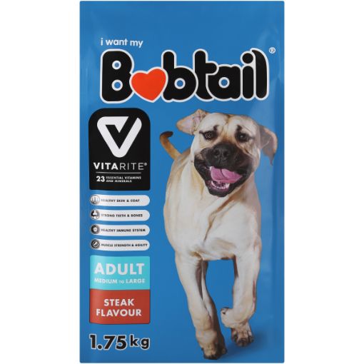 BOBTAIL DOG FOOD MED LARGE DOG STEAK 1.75KG