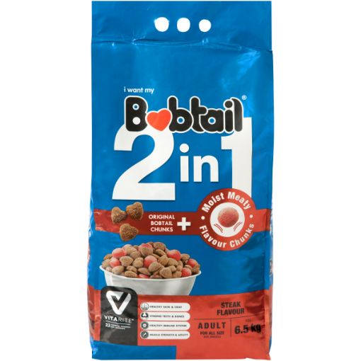 BOBTAIL DOG FOOD ADULT MOIST MEATY STEAK 6.5KG