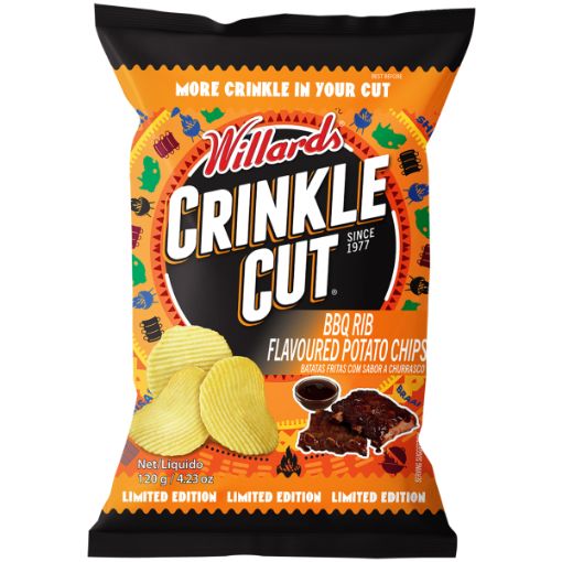 WILLARDS CHIPS CRINKLE CUT BBQ RIB 120G